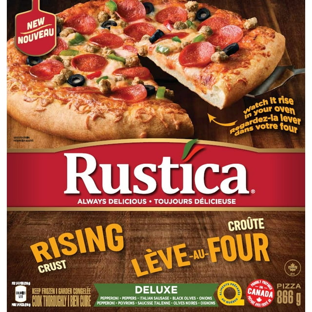 Rustica Rising Crust Pizza Deluxe 866 G Frozen, RUSTICA RISING CRUST DELUXE PIZZA 866 G