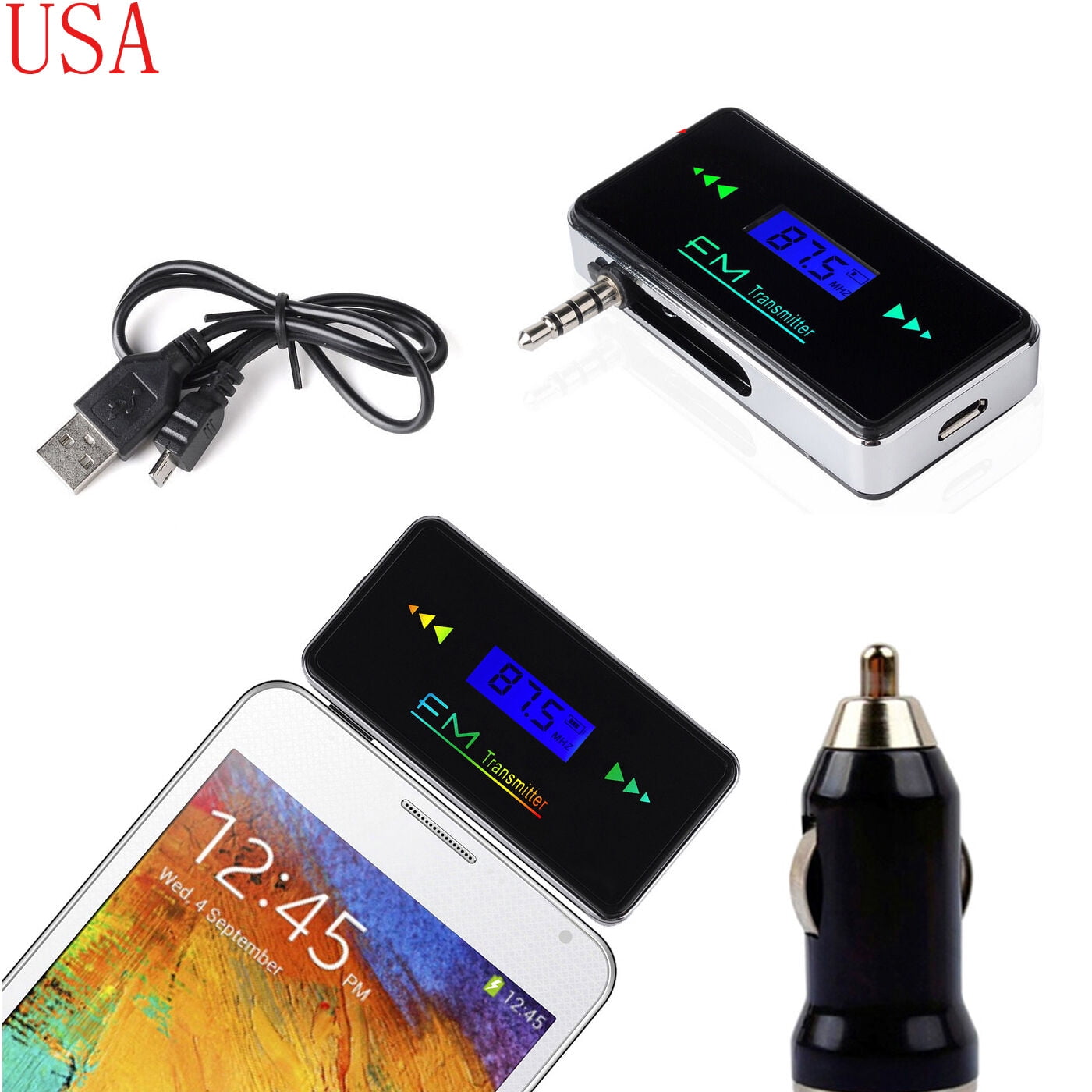 Wireless Incar Fm Transmitter 3.5mm Radio Adapter for iPhone 5S 5C 5