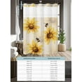 thumbnail image 6 of No Hook Cloth Fabric Shower Curtain with Snap in Liner, Summer Sunflower Waterproof Shower Curtains Set with See Through Top Window, Bee Beige Vintage Pastoral Plants Bath Curtains Shower 54"x78", 6 of 6