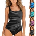 thumbnail image 4 of Xfvqtps Women One Piece Swimsuit Square Neck Sleeveless Print Tummy Control Slimming Swimwear for Beach Blue, 4 of 4