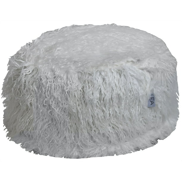 Lea Unlimited Round Faux Fur Fuzzy Nest Ottoman in White - Walmart.com