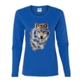thumbnail image 2 of Wolf Oil Painting Animal Lover Womens Graphic Long Sleeve T-Shirt, Royal, 2XL, 2 of 3