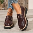 thumbnail image 5 of Wowcloth Women's Fashion Loafers – Round Toe with Metal Buckle, Glossy Finish British Style Casual Shoes for Versatile Wear, 5 of 9