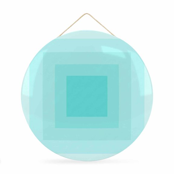 Welcome Sign for Front Door, 3D Optical Illusion Round Metal Wall Art Wreaths, Turquoise Geometric Modern Prints Outdoor Indoor Wall Hanging Sign for Porch Decor Housewarming Gifts 11.8 Inch