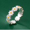 thumbnail image 2 of Lindo anillo abierto de flor de Margarita anillo de compromiso de boda de girasol ajustable anillo del dedo del pie Sailing Electrónica, 2 of 5
