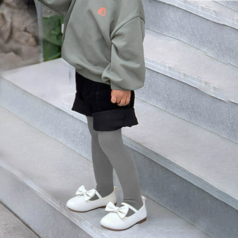 gienakse Kids Girls School Dress Cotton Tights, High Waist Solid Color Pantyhose Leggings Pants High Waisted Cozy Pants Dark Gray 0M, Girl's