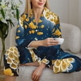 thumbnail image 6 of Lsque Moonlit Golden Tree Peacock Pattern Long Sleeve Pajama Set for Women - Soft 2-Piece Sleepwear and Loungewear Set with Pockets, Comfy Nightwear-Large, 6 of 7