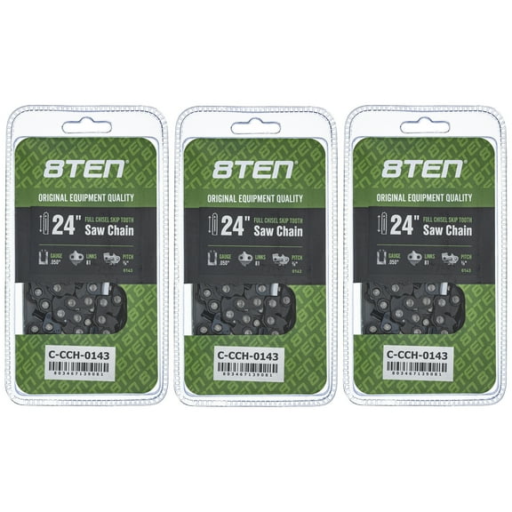 Full Chisel Skip Tooth Chainsaw Chain 24 inch .050 3/8 81DL for Echo 3 Pack 810-CCC2365H