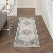 Nourison Concerto 2'2" x 7'6" Blue/Grey Bordered Indoor Rug
