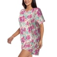 thumbnail image 2 of Naloa Purple Watercolor Flowers Women's Short-Sleeved Pajama Set, Loungewear, Summer pajamas, Breathable Cozy - Large, 2 of 9