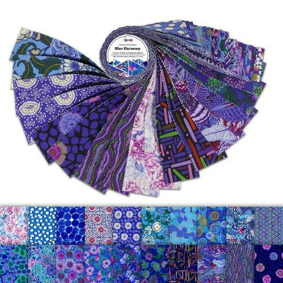 Soimoi Jelly Roll Fabric Strips for Quilting, Precut Fabric for DIY, 40 Strip Assorted Bundle, Jelly Roll For Scrapbooking, Perfect Quilting Fabric for Sewing, Craft, Home Decor, Rug - Blue Harmony
