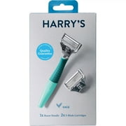 2X - Harry's 5-Blade Men's Razor - 1 Razor Handle + 2 Razor Blade Refills - Sage Green
