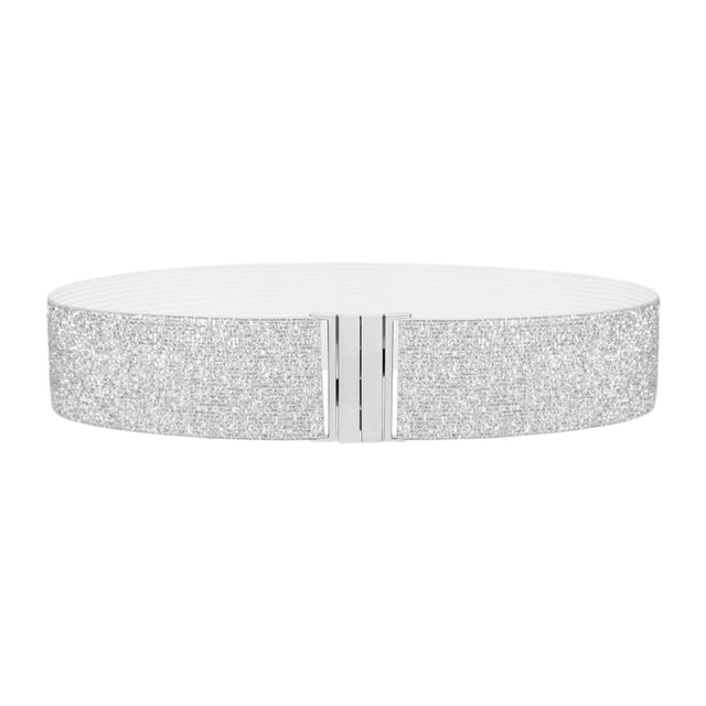 Cinturón elástico para mujer, elegante y moderno, tipo corsé elástico, ideal para fiestas y festivales. Plata