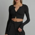 thumbnail image 4 of Baberdicy Cardigan Sweater Women's Fashion Cropped Rib Long Sleeve Knit Cardigan with Cropped Buttons Women's Cardigans Black, 4 of 4