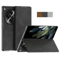 ELEHOLD Luxury Flip Leather Case for OnePlus Open Premium Napa Leather Hidden Bracket Kickstand Ultra Slim Thin Business Style Men Women Anti-Scratch Shockproof Case for OnePlus Open - Black