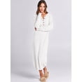 thumbnail image 2 of Women Sweater Dress Long Sleeve Button V Neck Oversized Casual Loose Fall Waffle Knit Long Dress, 2 of 8