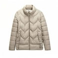 thumbnail image 3 of Pounoo Puffer Jackets for Women Stand Collar Lightweight Quilted Jacket Casual Trendy Warm Down Long Sleeve Coats with Pockets Gift, 3 of 3