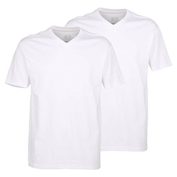 CECEBA camisetas de hombre, pack de 2 - convexa, cuello V, manga corta, algodón, color liso Blanco 4XL (4X-Large)