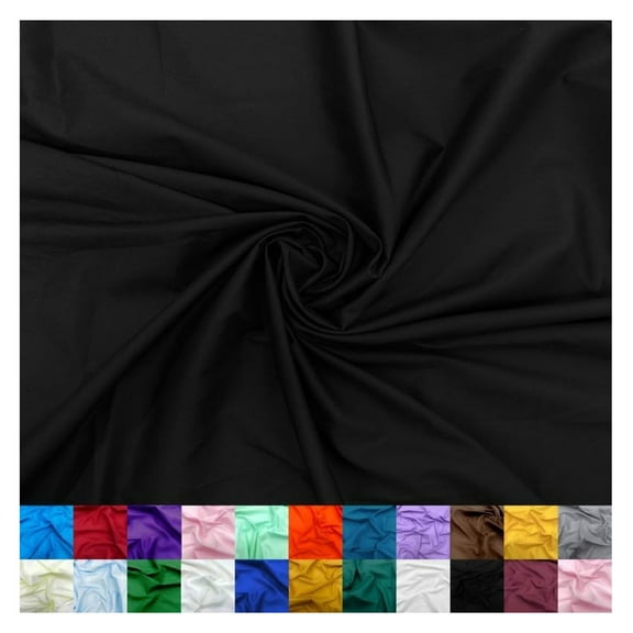 Cotton Polyester Broadcloth Fabric by The Yard - 60" Wide Soft & Breathable Broadcloth Fabric for Sewing - Perfect for Apparel, Bedding, Curtains and More - Black - 5 Yards