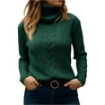 thumbnail image 2 of Women's Fashionable Solid Color High Neck Long Sleeved Sweater Pullover Sweater Top for Fall Winter Comfortable Everyday Fashion,Green,S, 2 of 7