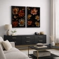 thumbnail image 3 of Framed Canvas Print Dark Floral Wall Art Set of 2 Botanical Decorative for Living Room Bedroom - 16"x24"x2 BLACK, 3 of 8