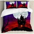 thumbnail image 3 of Halloween Duvet Cover Set Twin Size, Gothic Haunted House Castle Hill Valley Night Sky October Festival Theme Print, Decorative 2 Piece Bedding Set with 1 Pillow Sham, Multicolor, by Ambesonne, 3 of 3