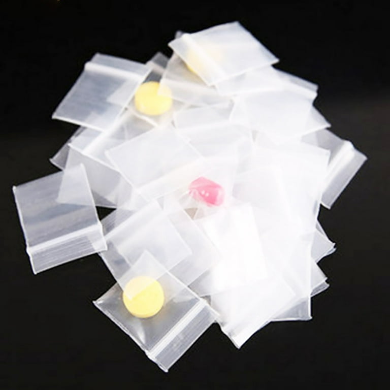 200Pcs Small Clear Poly Zipper Bags Reclosable Zipper Lock Storage
