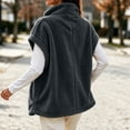 thumbnail image 5 of Kinrui Womens Fuzzy Fleece Vest Oversized Casual Warm Sherpa Jacket Sleeveless Button Down Outerwear with Pockets Solid Color Cap Sleeve Loose Fit Fall Winter Coats Gray M, 5 of 7
