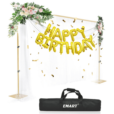 Emart 6.5x10ft Metal, Plastic Backdrop Stand, Birthday, Gold