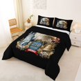 thumbnail image 2 of Manfei Jungle Eagle Queen Comforter Set,Vintage American Flag Comforter Sets Queen,Black,Black Reversible,3pcs,1 Comforter and 2 Pillowcases, 2 of 7