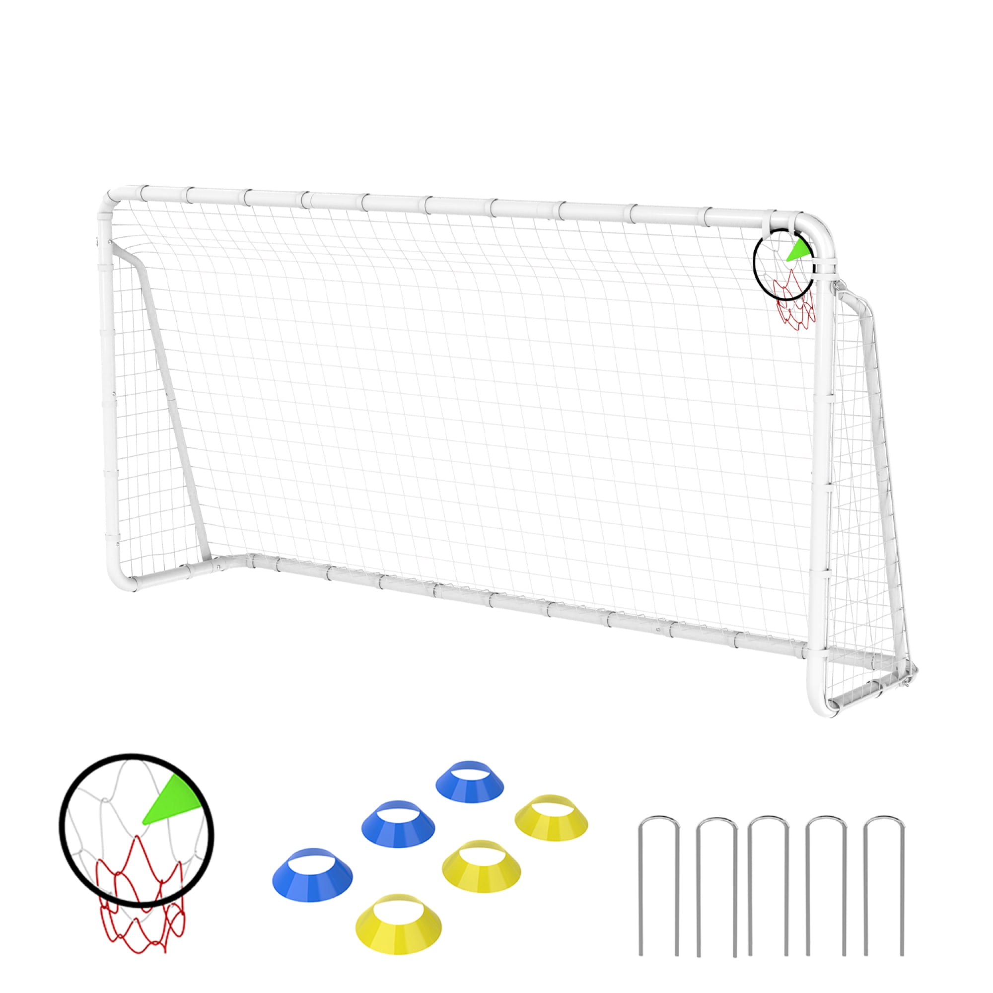Leumius 6X12FT Soccer Goals for Kids,Portable Soccer Net with High-Strength Nets for Backyard,White