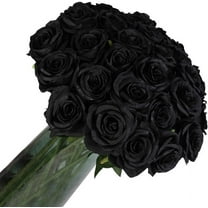 12 PCS Artificial Gold Roses Flowers Long Stem Silk Fake Gold Flower for Home Wedding Decoration (Gold)-BlackBlack