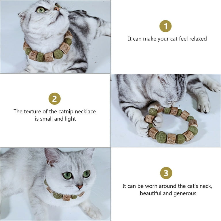 Cat Collar Charms Catnip Necklace Catnip Toys Natural Catnip Chew Wooden Cat Bracelets Funny Cat Hand String Toys Cleaning Tools Molar Toys Chew