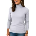 thumbnail image 5 of Women's Classic-Fit Turtleneck Sweater Lightweight Long Sleeve, Basic Casual Fall Top Gray M, 5 of 5