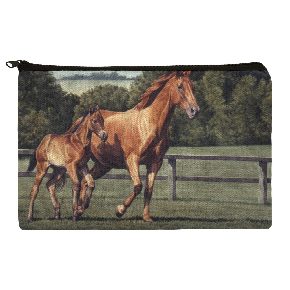Mother Horse and Foal Baby Fresh Start Pencil Pen Organizer Zipper Pouch Case