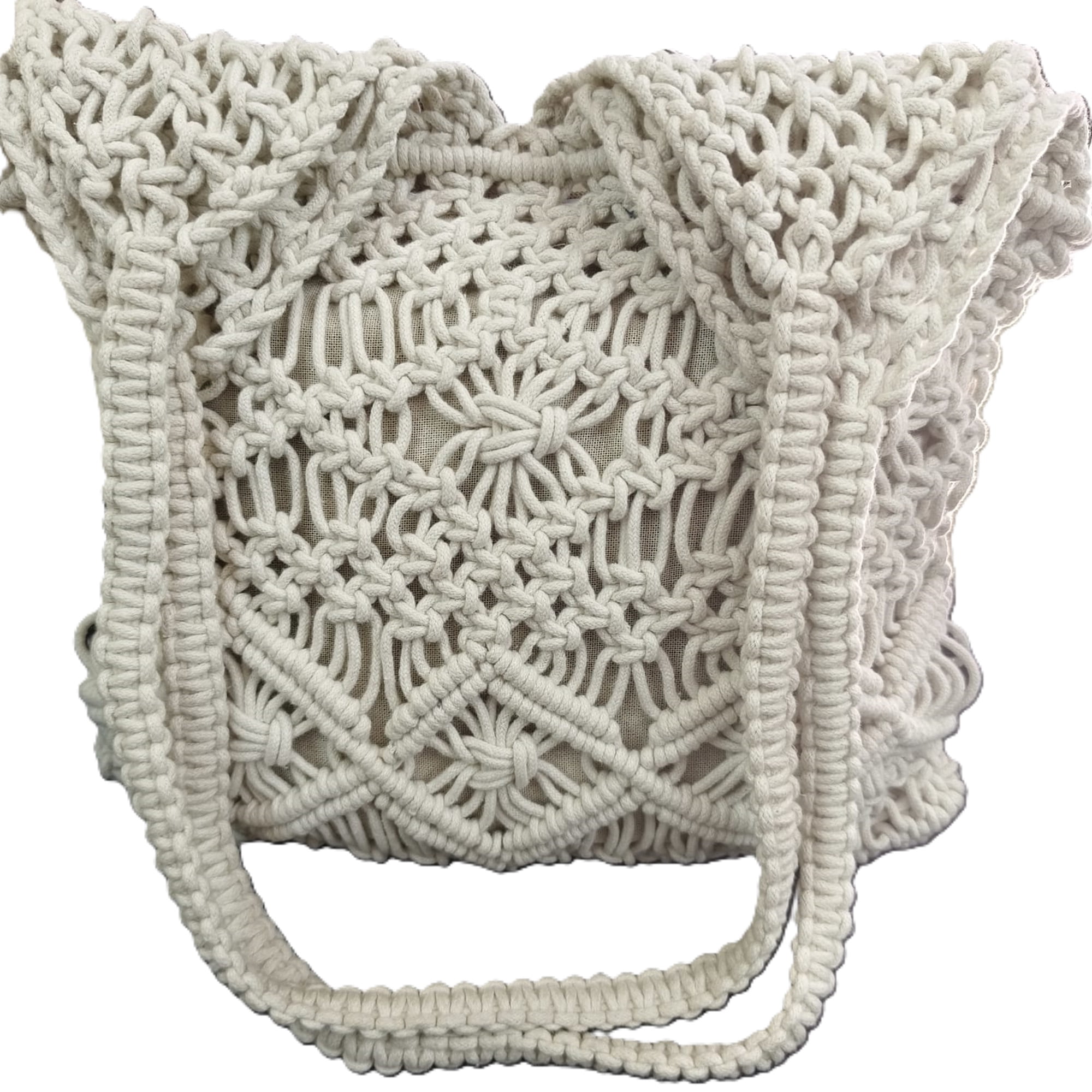 Fibre Gold Handwoven Macrame Tote Bag for Women | Cotton Eco-Friendly Shoulder Handbag