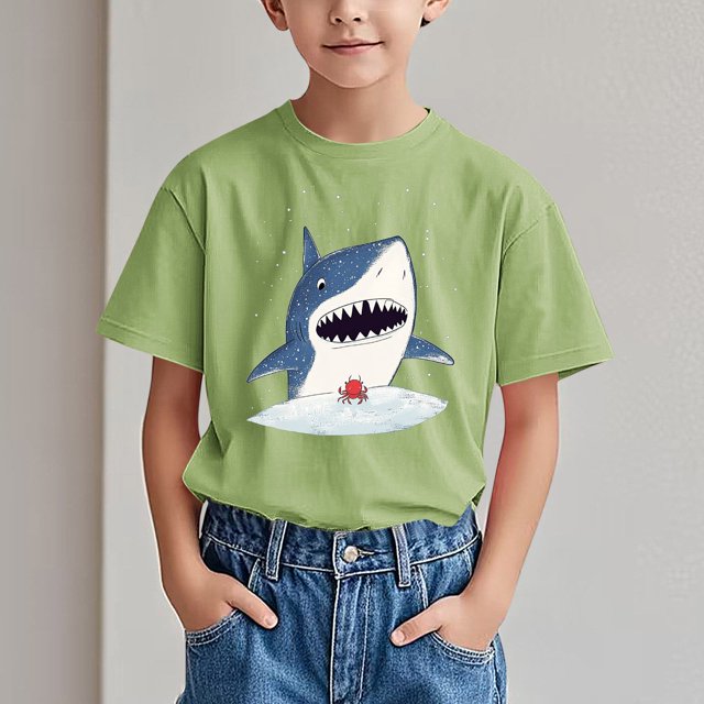 hengsof T-Shirt Basique à Manches Courtes pour Enfants Motif Dessin Animé Col Rond T-Shirt Décontracté Mode Été Haut Ample Confortable T-Shirt à Manches Courtes