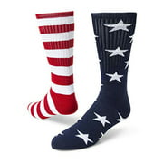 Red Lion Freedom Mismatched Crew Socks American Flag (Navy Blue/White/Red - Large)