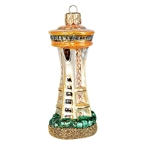 Seattle Space Needle Polish Blown Glass Christmas Ornament Tree