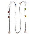 thumbnail image 4 of Chic White Daisy Floral Mix Stone Genuine Leather Lariat Wrap Necklace, 4 of 6