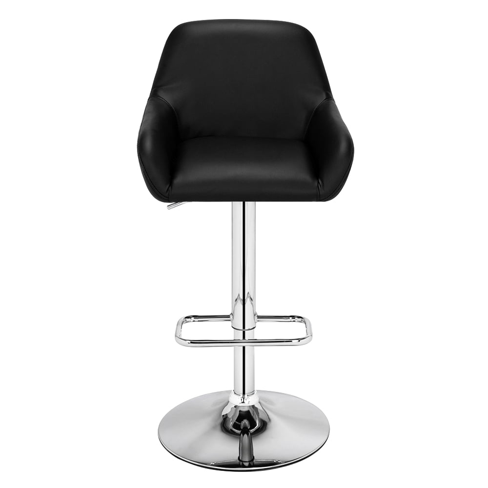 Lowestbest Set of 2 Bar Stool, PU Square Stool with Foot, Adjustable Swivel Armless Stools, Black