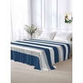 thumbnail image 5 of Navy Blue Grey Stripe Queen Size Flat Sheet, Wrinkleproof & Fadeproof Cooling Flat Bed Sheet Only, Minimalist Farmhouse Striped Breathable Soft Bedding Top Sheets 90 x 102 Inches, 5 of 8