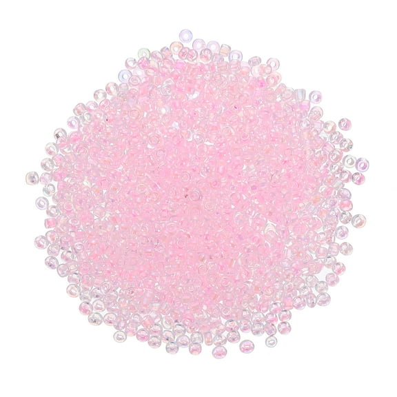 2000 Pack 2mm Glass Bugle Beads, Mini Loose Glass Spacer Bead for DIY Making, Light Pink