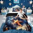 thumbnail image 2 of meiyoeat Underwater Dinosaur Turtle Twin Comforter Sets for Boys Girls Kids, Cute Sea Adventure Bedding Set, Blue Orange, Black Reversible, 2-Piece, 1 Comforter and 1 Pillowcase, 2 of 5