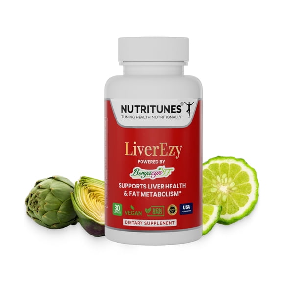 Liver Support Supplement–Supports Detox, Cleansing & Fat Metabolism – with Bergacyn FF (Bergamot & Artichoke) – 30 LiverEzy Vegan Capsules