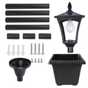 63 Vintage Solar Lamp Post Light, Light Outdoor Waterproof with Planter Adjustable Height for Porch Yard Driveway Garden Patio Decoration
