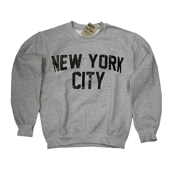 Distresssed New York City Mens Shirt Screenprinted Gray Adult Lennon Sweatshirt Large