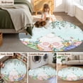 thumbnail image 5 of Round Rug 4Ft Washable Non-Slip, Cute Easter Bunny Circle Area Rugs for Living Room Bedroom, Eucalyptus Leaves Colorful Eggs Teal Indoor Floor Mats Carpet Runner for Home Decor Aesthetic, 5 of 8