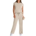 thumbnail image 2 of Conjuntos de ropa de vacaciones WIHOLL de 2 piezas para mujer, color beige, 2 of 6