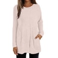 thumbnail image 2 of Pink Hoodies for Women Long Sleeve Shirts for Women Casual Tops Loose Fit Rib Knit Lightweight Long Sweater Crew Neck Pullover with Women Fall Clothes, 2 of 6